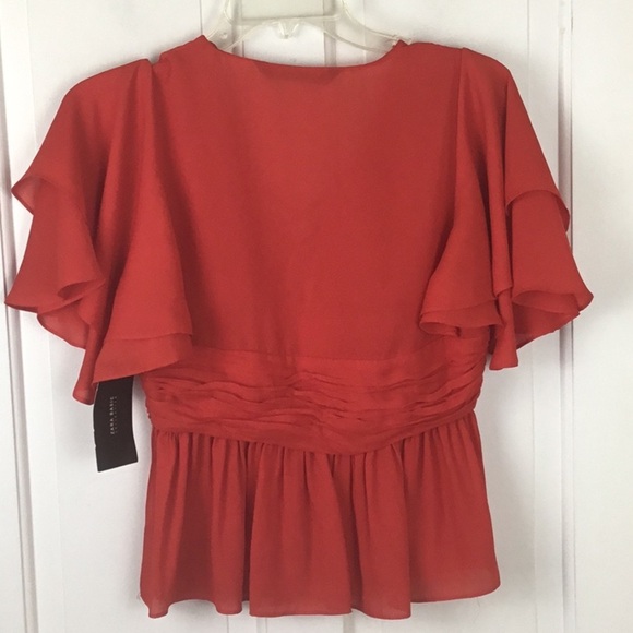 Zara Red Short Sleeve Babydoll Blouse Size S NWT - Picture 4 of 6